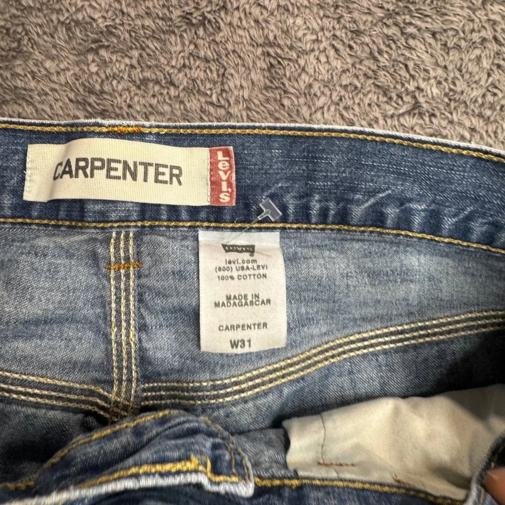 Levis Carpenter Denim Shorts Mens W31 Light Wash Utility Workwear Blue Jeans